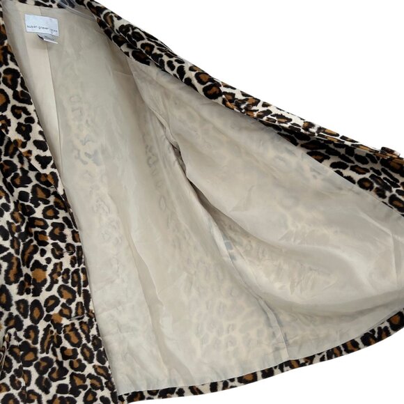 Susan Graver Womens 2X Leopard Print Blazer Plush Soft Faux Fur Pockets Button - Picture 6 of 16